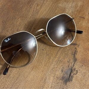 Ray-Ban Gold Frame Sunglasses with Brown Lenses